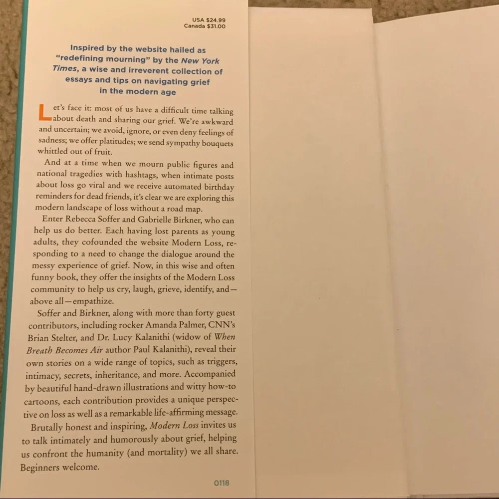 Modern Loss by Rebecca Soffer & Gabrielle Birkner Grief Death Loss Self Help